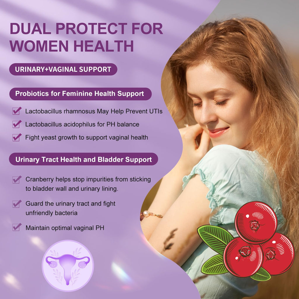 OMOGS Women's Probiotic 180 Billion CFUs 18 Strains, with Organic Prebiotics, Cranberry Extract, D-Mannose & Digestive Enzymes, for Digestive, Boost Immune, - FENGGESTORE20