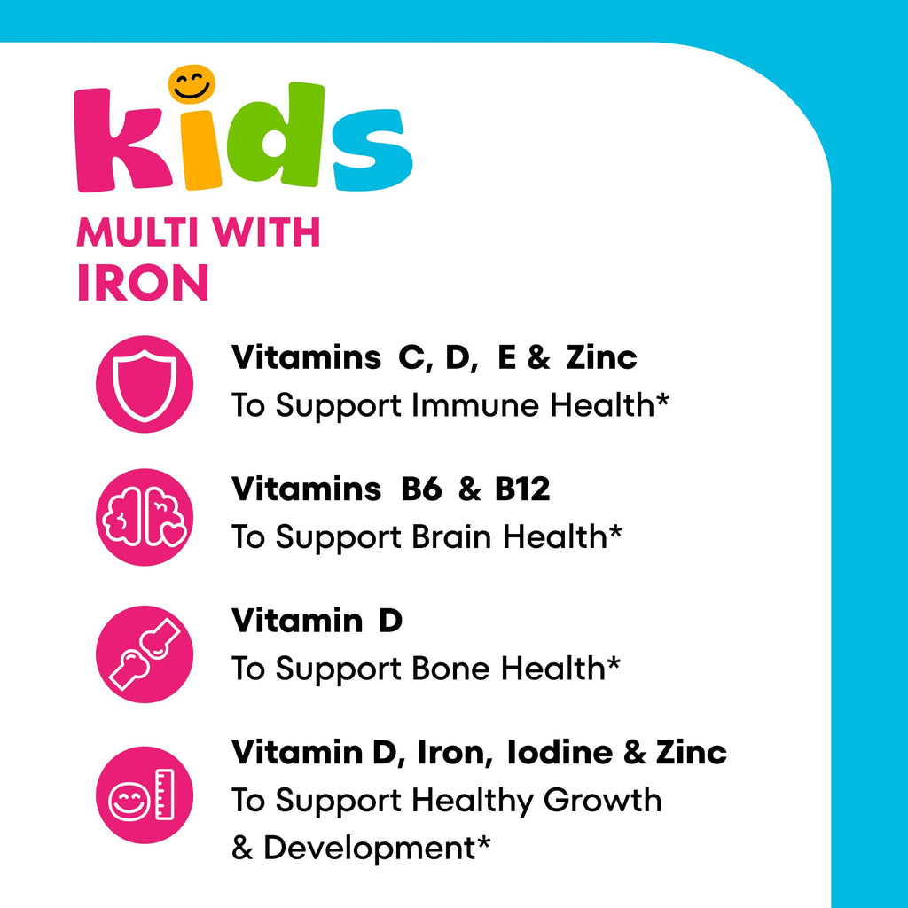 One A Day Kids Multivitamin with Iron Gummy, Vitamin D, Vitamin C, E, Zinc for Immune Support, Gummy Vitamins, Kids Multivitamin Gummies with Iron - FENGGESTORE20