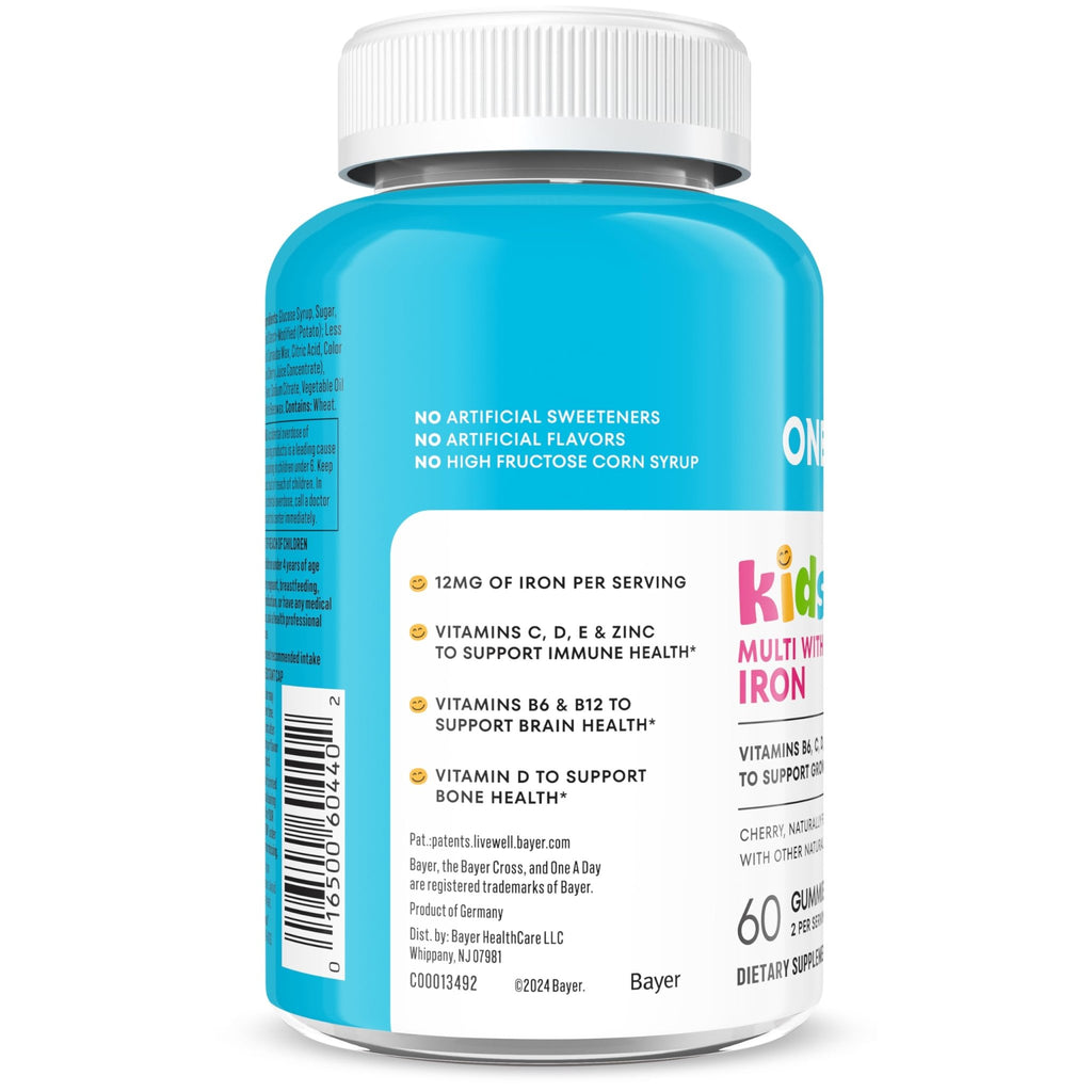 One A Day Kids Multivitamin with Iron Gummy, Vitamin D, Vitamin C, E, Zinc for Immune Support, Gummy Vitamins, Kids Multivitamin Gummies with Iron - FENGGESTORE20
