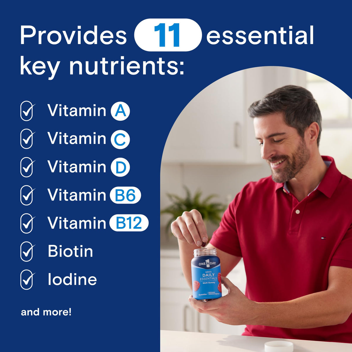 One A Day Men’s Daily Essentials Multivitamin Gummies, Multivitamin for Men, Bone Health, Zinc, Raspberry Natural Flavor, 120 Gummies - FENGGESTORE20