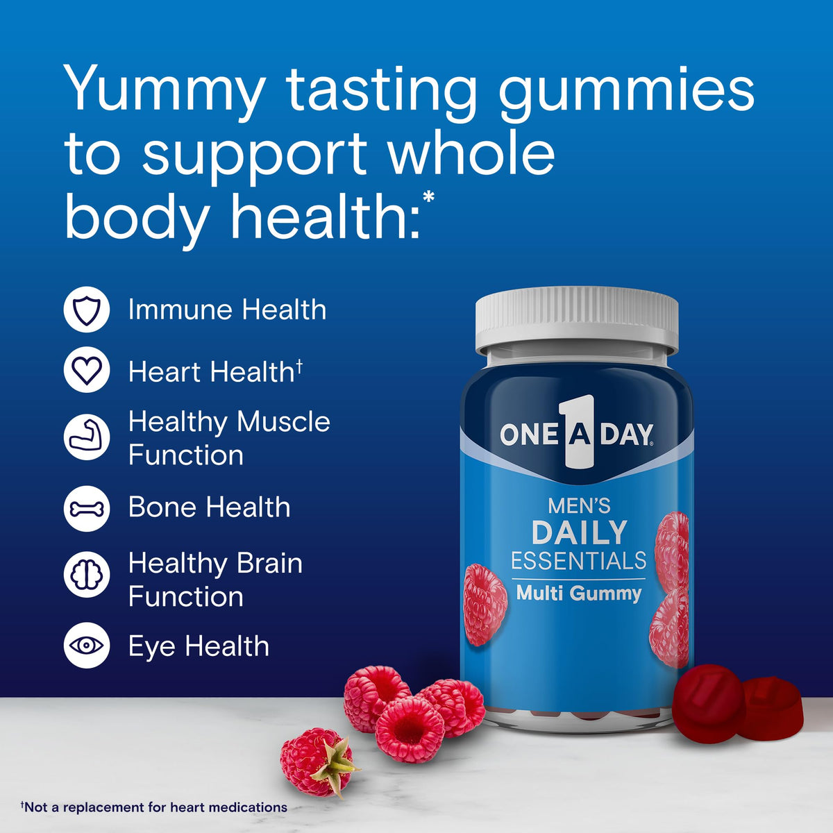 One A Day Men’s Daily Essentials Multivitamin Gummies, Multivitamin for Men, Bone Health, Zinc, Raspberry Natural Flavor, 120 Gummies - FENGGESTORE20