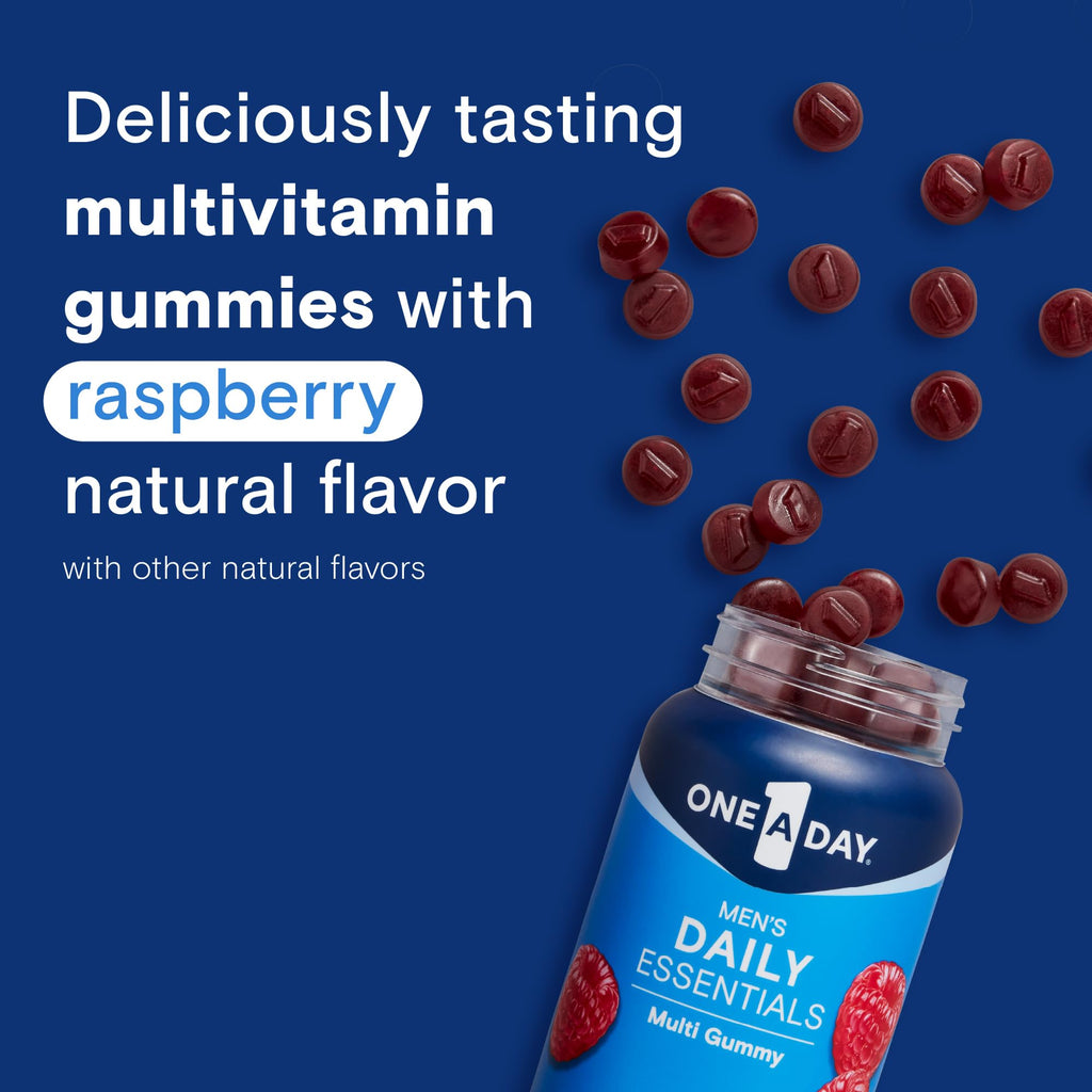 One A Day Men’s Daily Essentials Multivitamin Gummies, Multivitamin for Men, Bone Health, Zinc, Raspberry Natural Flavor, 120 Gummies - FENGGESTORE20