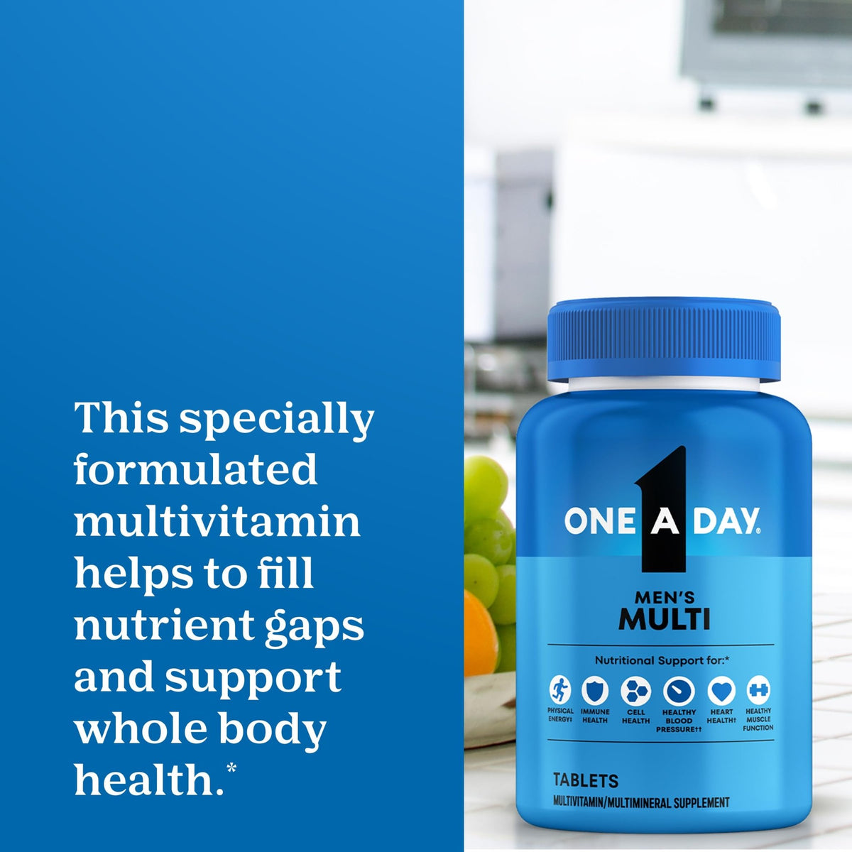 One A Day Multivitamin for Men - Daily Mens Multivitamins with Vitamin D, Zinc, Folic Acid, and B Vitamins, Physical Energy Support, 200 Count - FENGGESTORE20