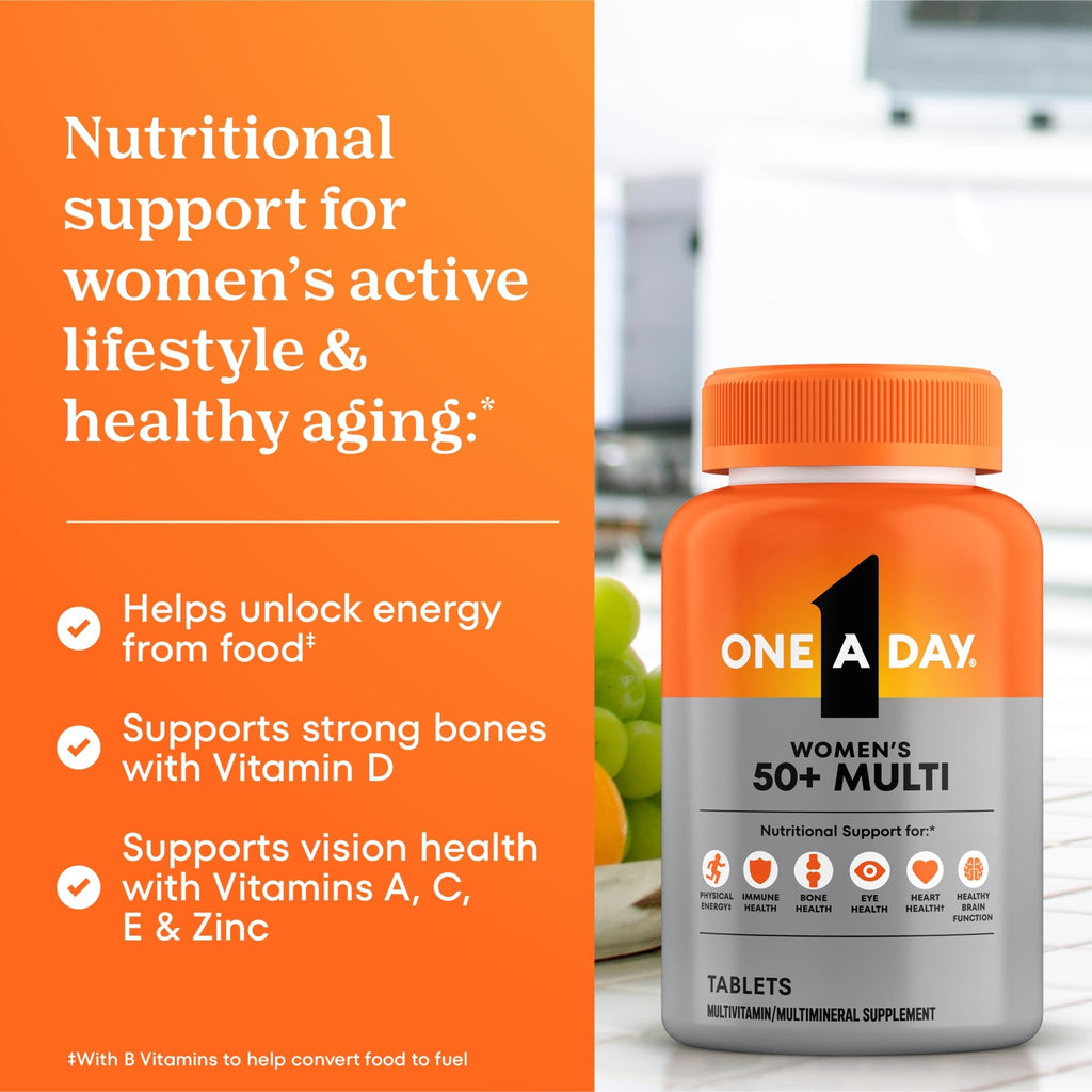 One A Day Multivitamin for Women 50 and Over Tablets, Womens Multivitamin 50 plus with Vitamins D, C, E, Zinc & Biotin, Daily Vitamins - FENGGESTORE20