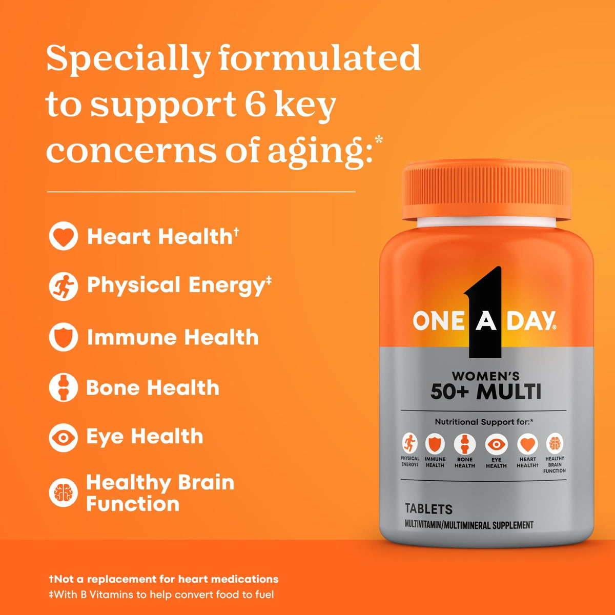 One A Day Multivitamin for Women 50 and Over Tablets, Womens Multivitamin 50 plus with Vitamins D, C, E, Zinc & Biotin, Daily Vitamins - FENGGESTORE20