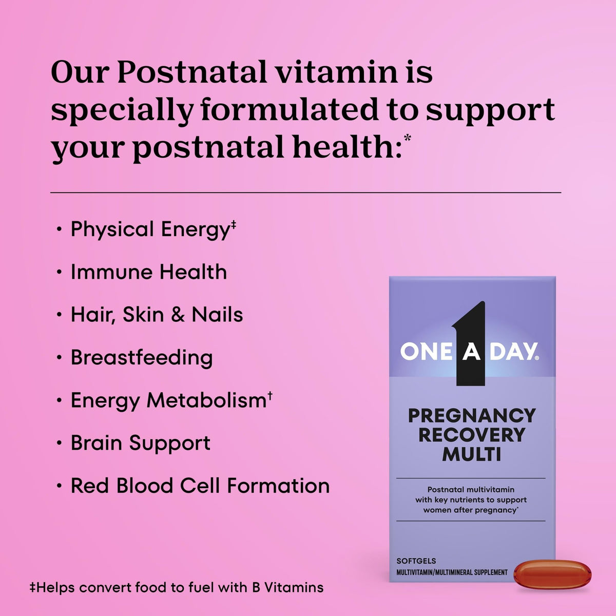 One A Day Postnatal Vitamins for Women, Postnatal Multivitamin with Folic Acid, Omega-3 DHA, B Vitamins, Support Immune Health, Breastfeeding - FENGGESTORE20