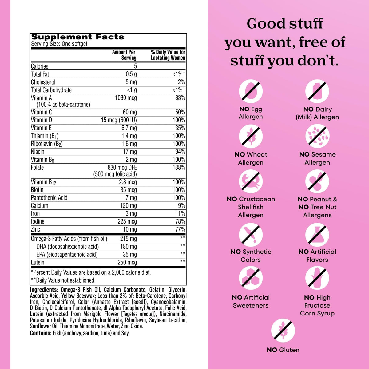 One A Day Postnatal Vitamins for Women, Postnatal Multivitamin with Folic Acid, Omega-3 DHA, B Vitamins, Support Immune Health, Breastfeeding - FENGGESTORE20