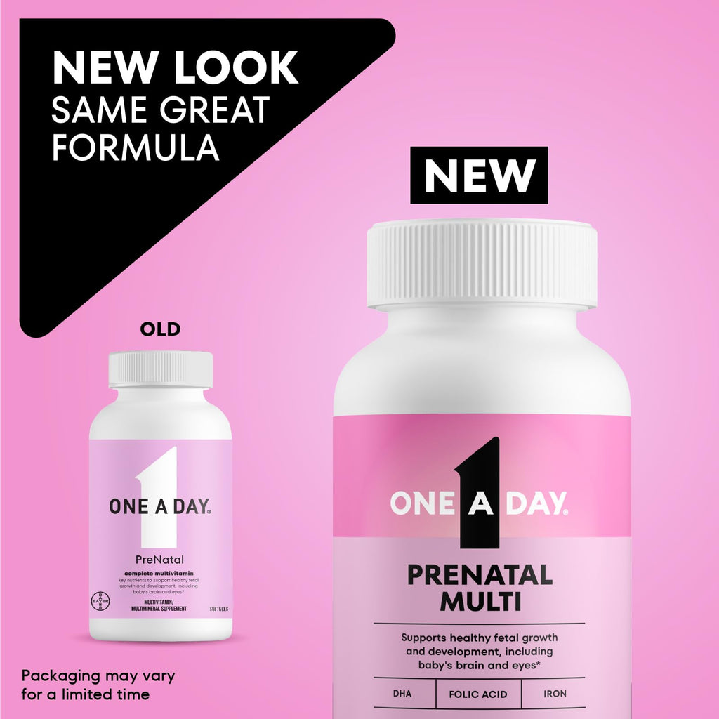 One A Day Prenatal Vitamins- Folic Acid, Iron, Omega- 3 (DHA), Pregnancy Vitamins for Women, Prenatal Multivitamin for Mom and Baby Support - FENGGESTORE20