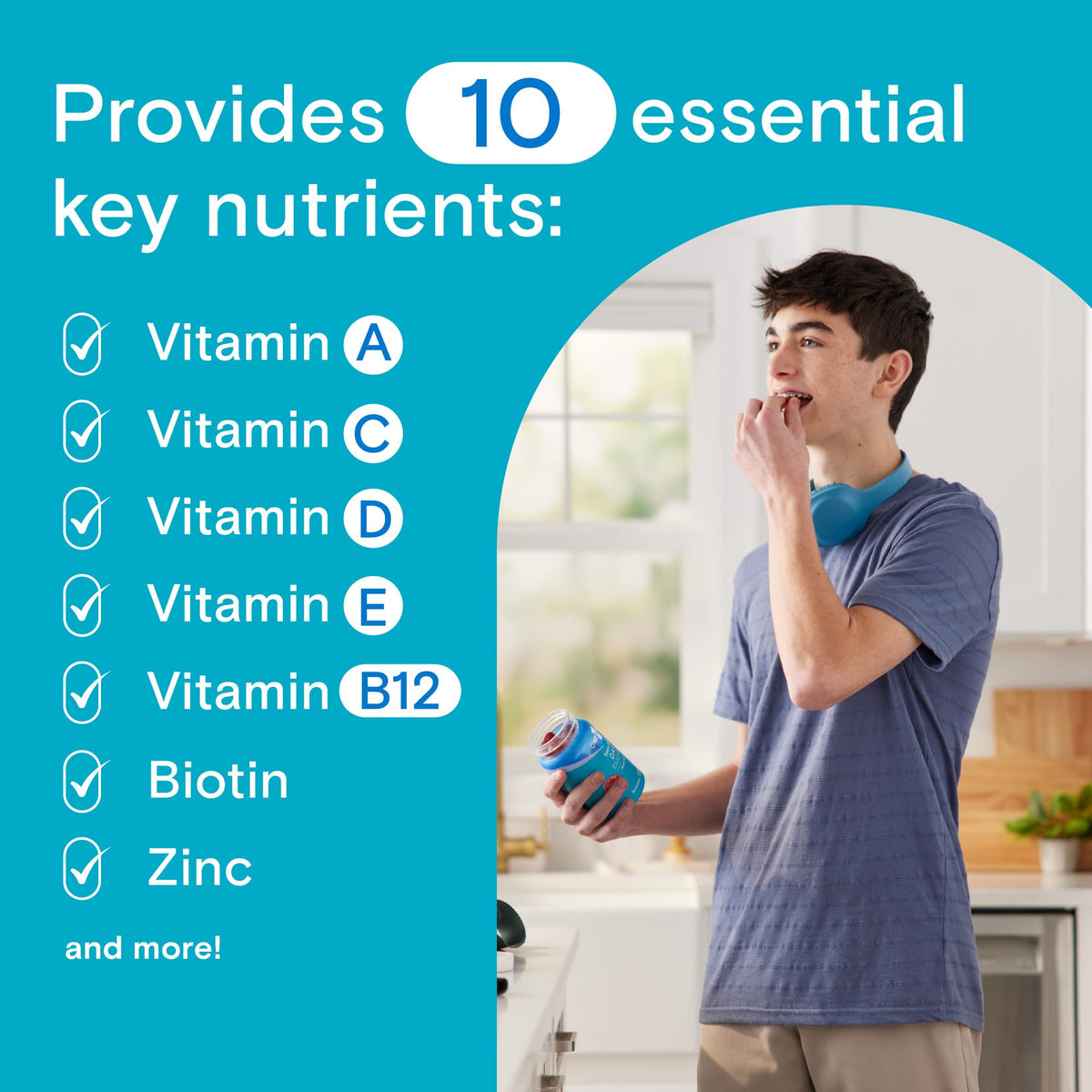 One A Day Teen Boy’s Daily Essentials Multivitamin Gummies, Teen Boy Vitamins with Vitamin C, Vitamin D, Bone Health, Immune Health - FENGGESTORE20