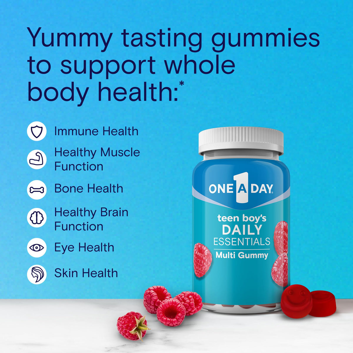 One A Day Teen Boy’s Daily Essentials Multivitamin Gummies, Teen Boy Vitamins with Vitamin C, Vitamin D, Bone Health, Immune Health - FENGGESTORE20