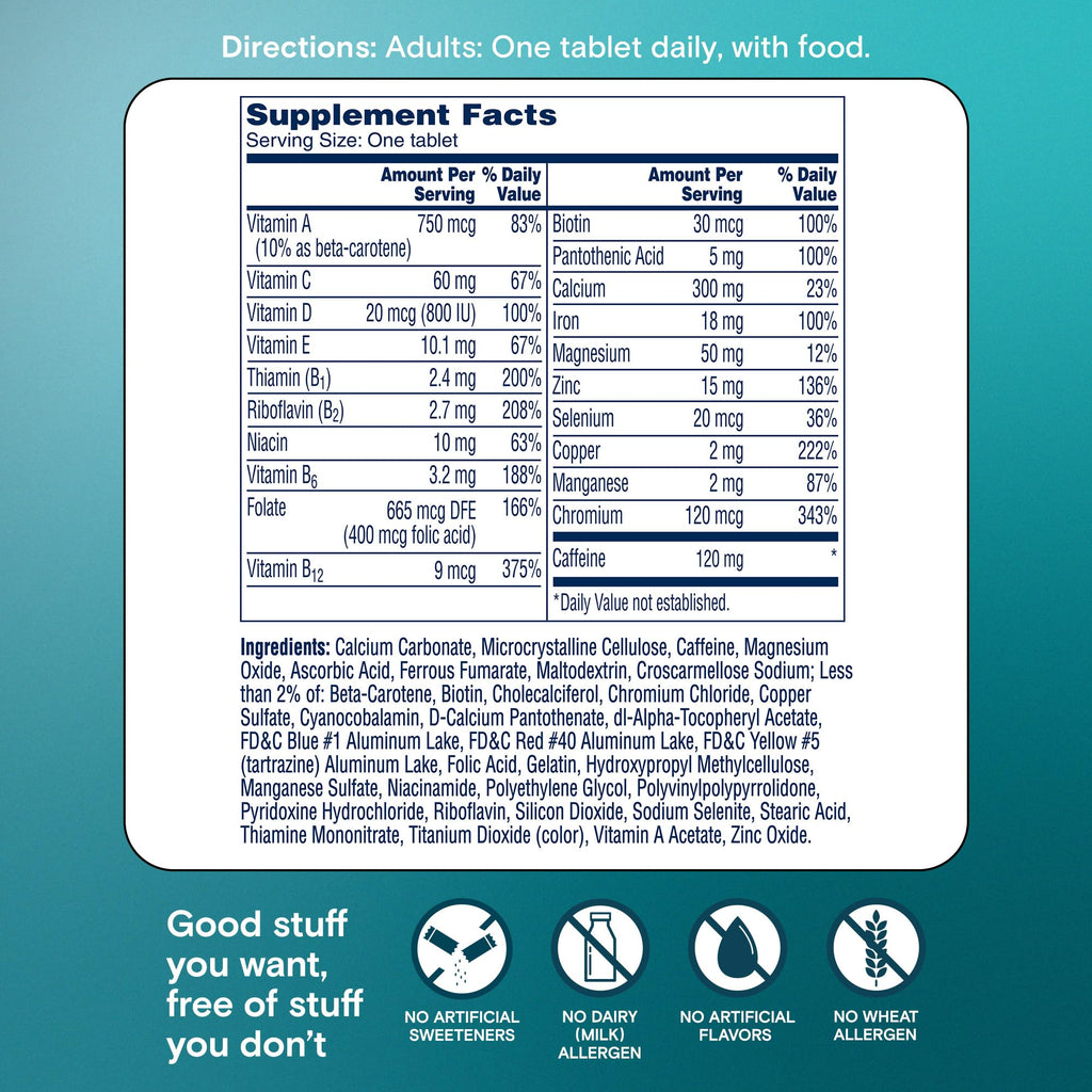 One A Day Women's Active Metabolism Daily Essential, Multivitamin for Women, Metabolism Support, Vitamins for Women with All 8 B-Vitamins - FENGGESTORE20