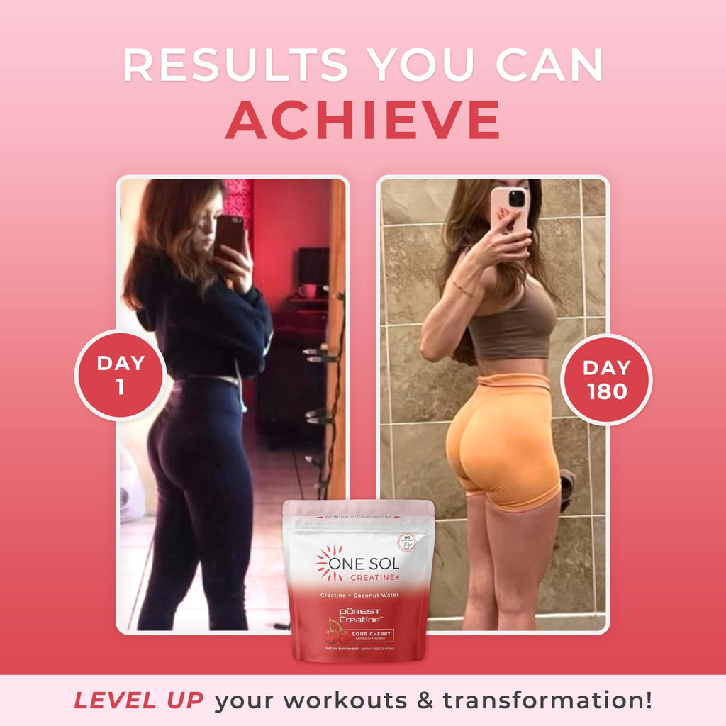 One Sol Creatine for Women, All Natural Women's Creatine Powder w Pure Creatine & Coconut Water, Increase Lean Muscle Mass, Reduce Recovery Time, Promote Brain & Bone Health (Sour Cherry, 60 Servings) - FENGGESTORE20