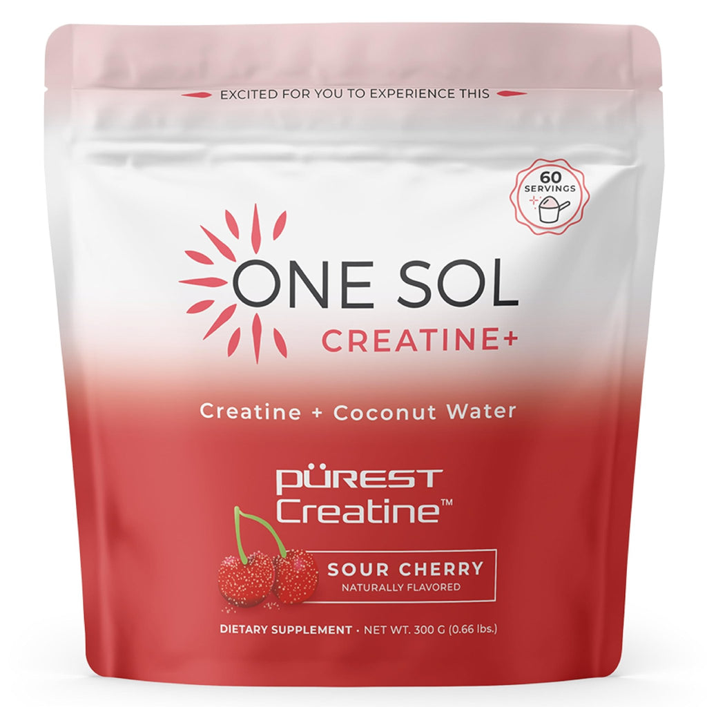 One Sol Creatine for Women, All Natural Women's Creatine Powder w Pure Creatine & Coconut Water, Increase Lean Muscle Mass, Reduce Recovery Time, Promote Brain & Bone Health (Sour Cherry, 60 Servings) - FENGGESTORE20