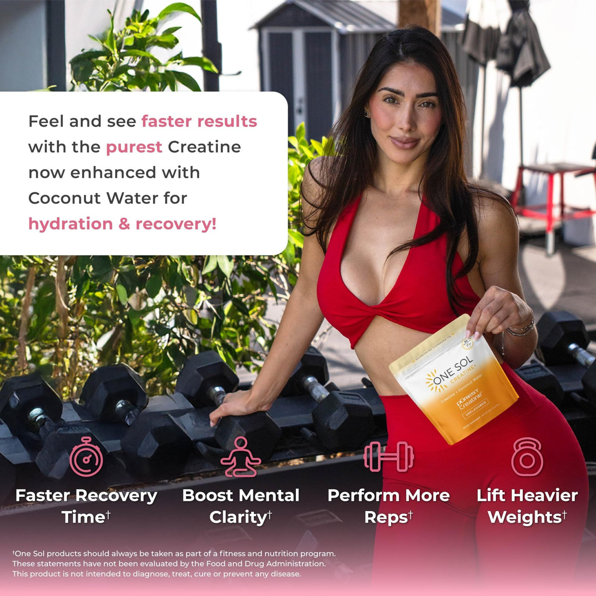 One Sol Creatine for Women, All Natural Women's Creatine Powder w Pure Creatine & Coconut Water, Increase Lean Muscle Mass, Reduce Recovery Time, Promotes Brain & Bone Health (Unflavored, 60 Servings) - FENGGESTORE20