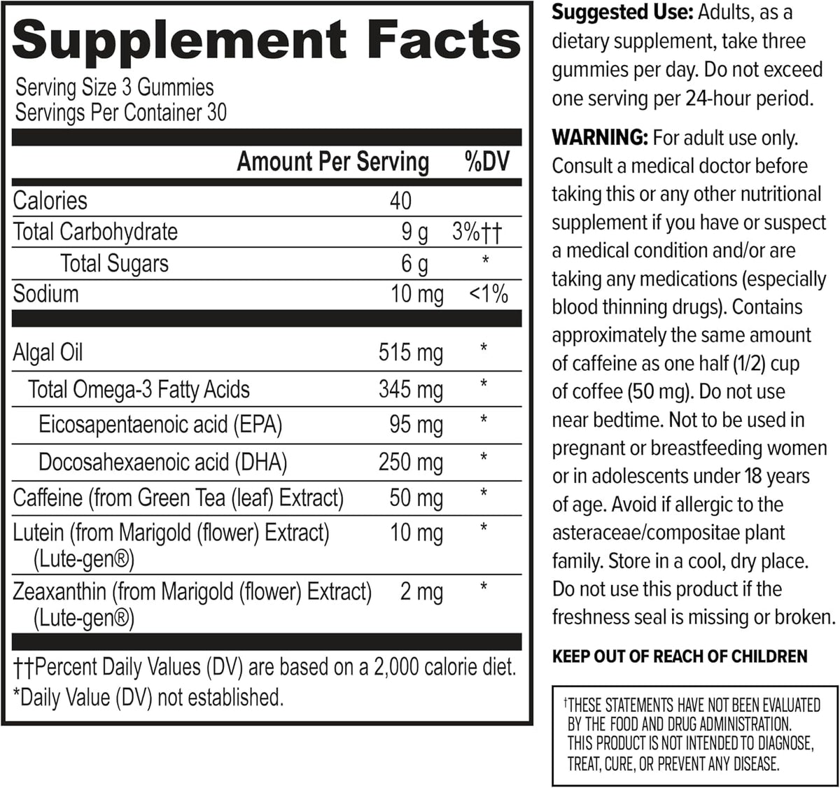 ONNIT Alpha Brain Neuro Focus Gummies, IGEN Non-GMO Tested Vegan Gummies with Omega-3s Lutein Zeaxanthin and Caffeine, Brain Eye and Focus Supplement - FENGGESTORE20