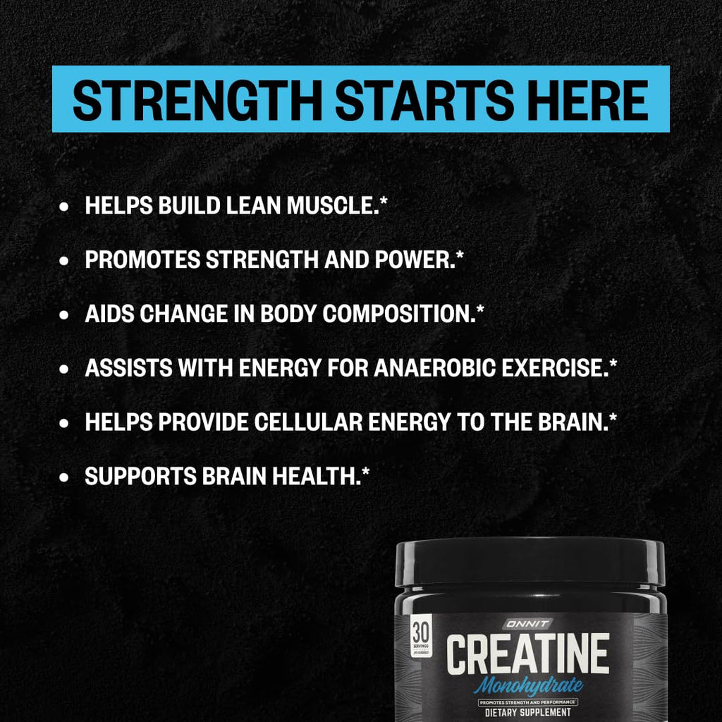 ONNIT Creatine Monohydrate Powder, IGEN(TM) Non-GMO Tested 5g Premium Creatine for Muscle Strength, Power and Lean Mass, Supports Brain Health - FENGGESTORE20