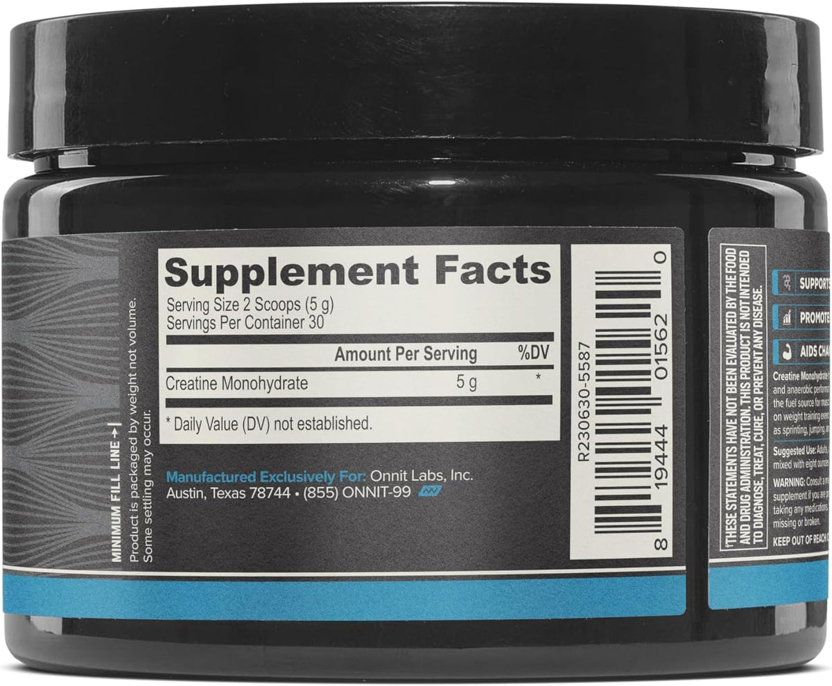 ONNIT Creatine Monohydrate Powder, IGEN(TM) Non-GMO Tested 5g Premium Creatine for Muscle Strength, Power and Lean Mass, Supports Brain Health - FENGGESTORE20