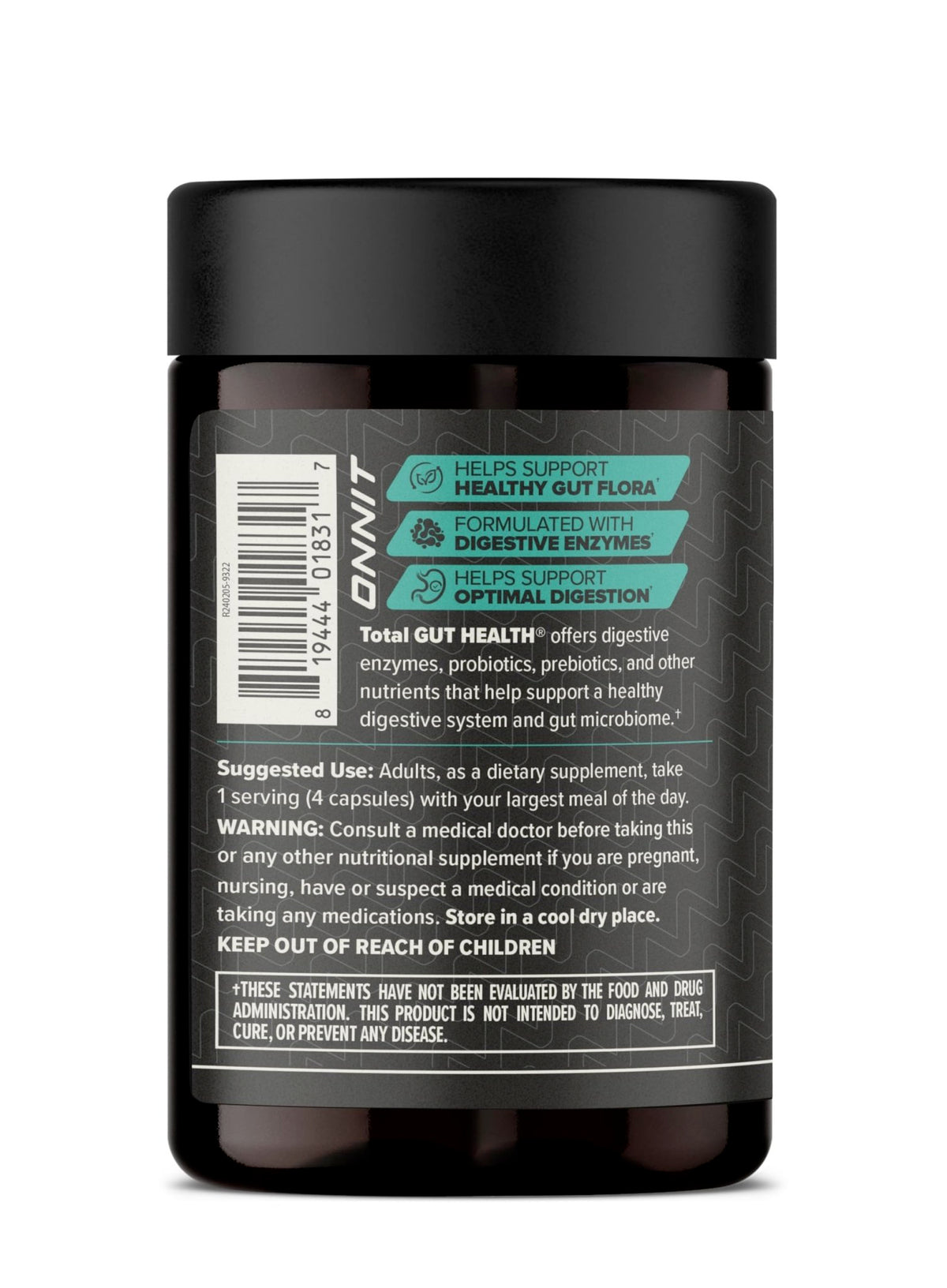 ONNIT Total Gut Health Daily Digestive Support, IGEN Non-GMO Tested Digestion Supplement for Women and Men with 7 Strains of Probiotics, Prebiotics, - FENGGESTORE20