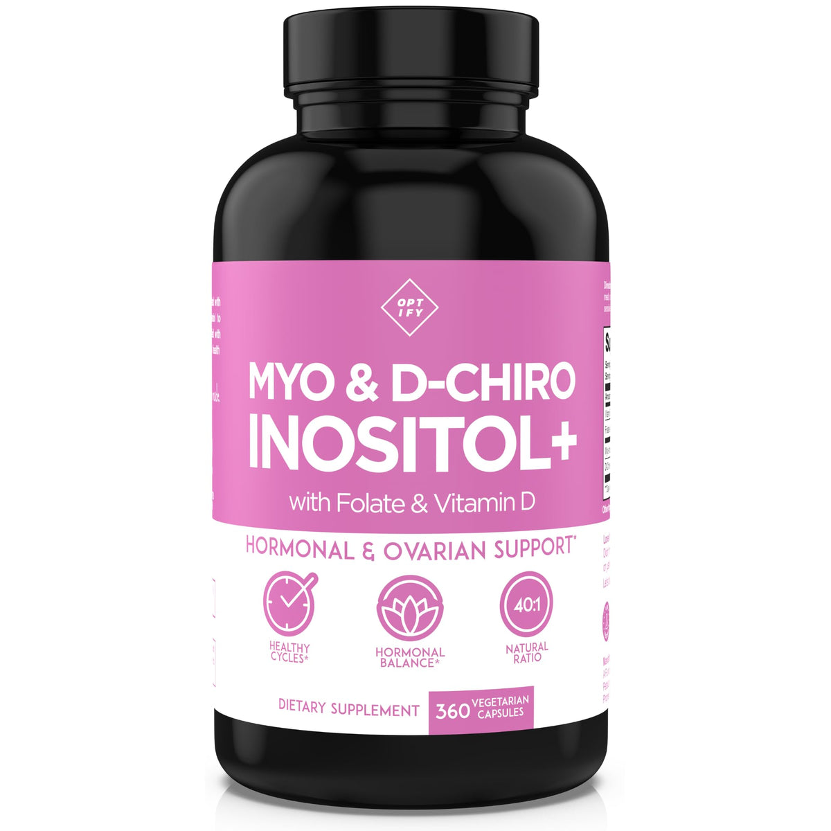 Optify Inositol Supplement for Women – 90-Day Supply – Myo-Inositol and D-Chiro Inositol with Folate and Vitamin D – 40:1 Ratio – Hormone Balance & Ovarian Support - 360 Capsules - FENGGESTORE20