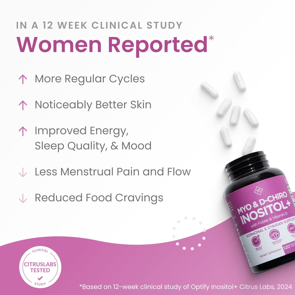 Optify Myo-Inositol & D-Chiro Inositol Supplement for Women – 40:1 Ratio Plus Folate and Vitamin D – Support Healthy Hormonal Balance - FENGGESTORE20