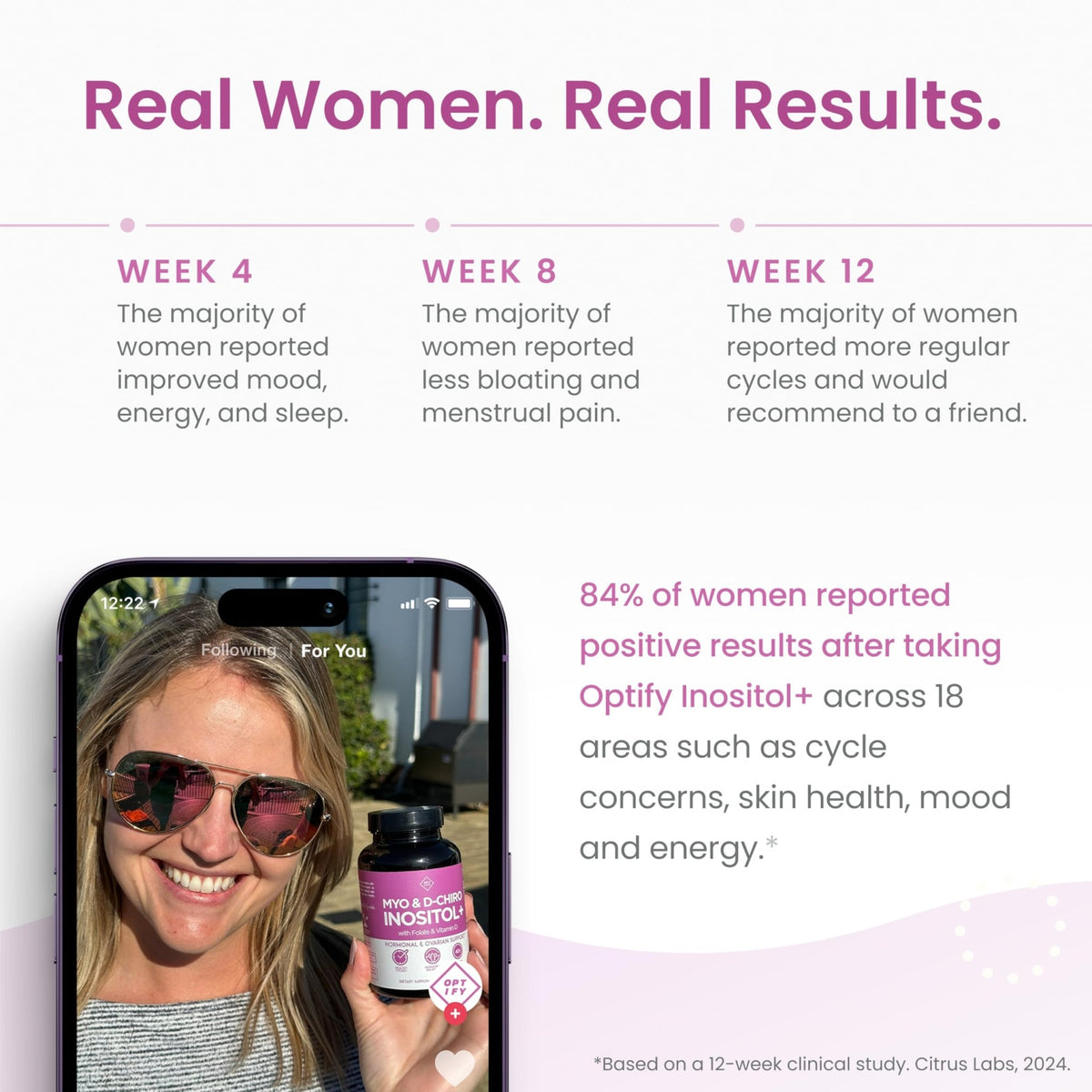 Optify Myo-Inositol & D-Chiro Inositol Supplement for Women – 40:1 Ratio Plus Folate and Vitamin D – Support Healthy Hormonal Balance - FENGGESTORE20