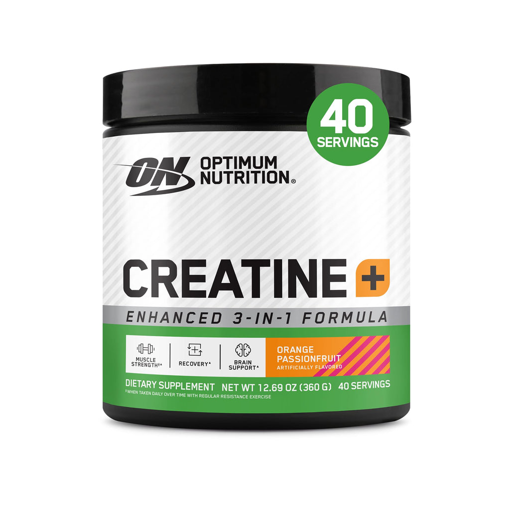 Optimum Nutrition Creatine Monohydrate Plus Powder, Orange Passionfruit Flavored Creatine Performance Blend With Electrolytes for Hydration, Added Vitamins, 40 Servings, 360 Grams (Packaging May Vary) - FENGGESTORE20