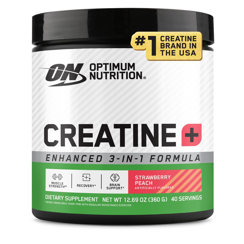Optimum Nutrition Creatine Monohydrate Plus Powder, Strawberry Peach Flavored Creatine Performance Blend, with Electrolytes for Hydration, Added Vitamins - FENGGESTORE20