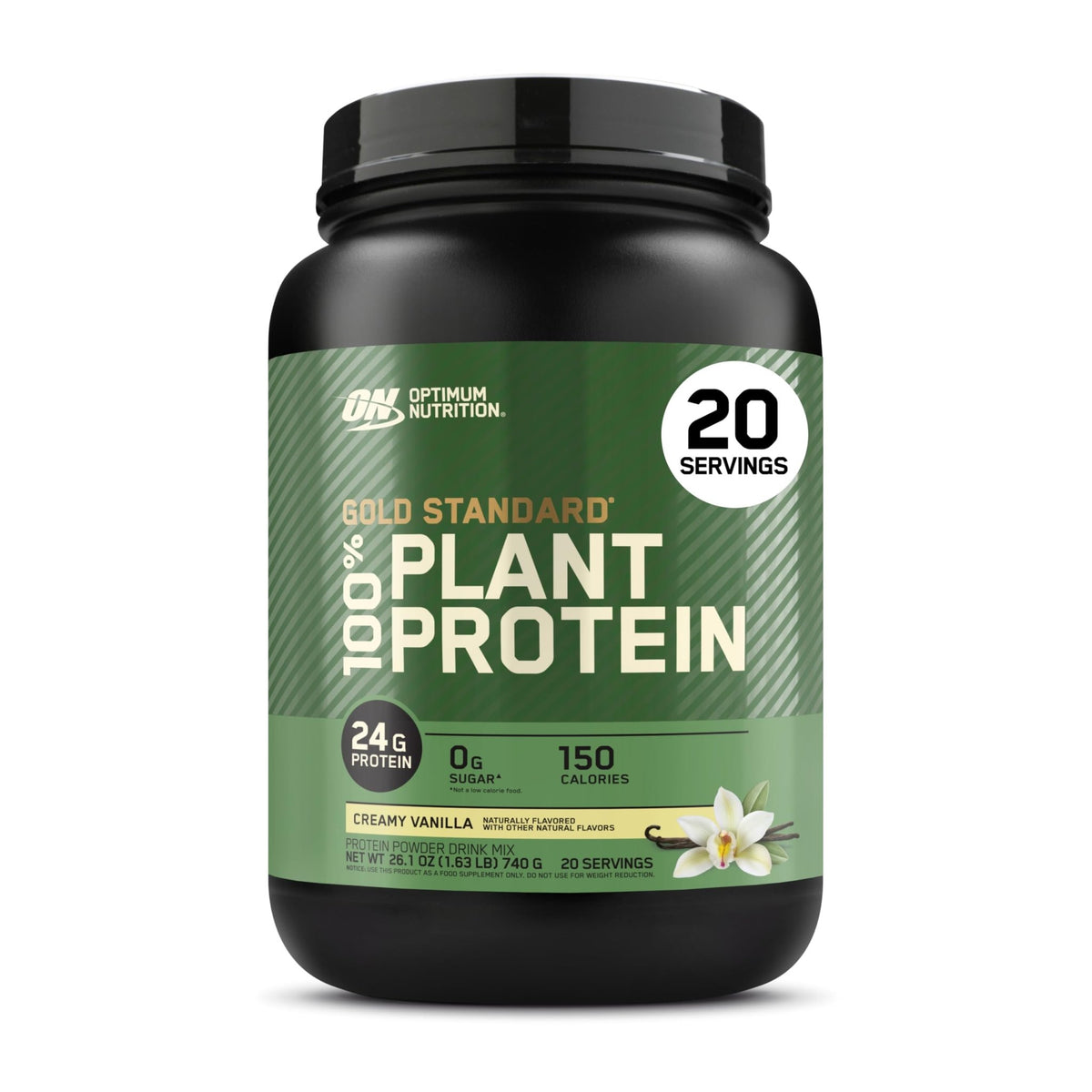 Optimum Nutrition Gold Standard 100% Plant Based Protein Powder, Gluten Free, Vegan Protein for Muscle Support and Recovery with Amino Acids - Creamy Vanilla, 20 Servings (Packaging May Vary) - FENGGESTORE20