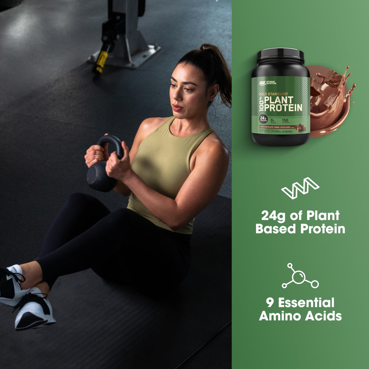 Optimum Nutrition Gold Standard 100% Plant Based Protein Powder, Gluten Free, Vegan Protein for Muscle Support and Recovery with Amino Acids - Rich Chocolate Fudge, 20 Servings (Packaging May Vary) - FENGGESTORE20