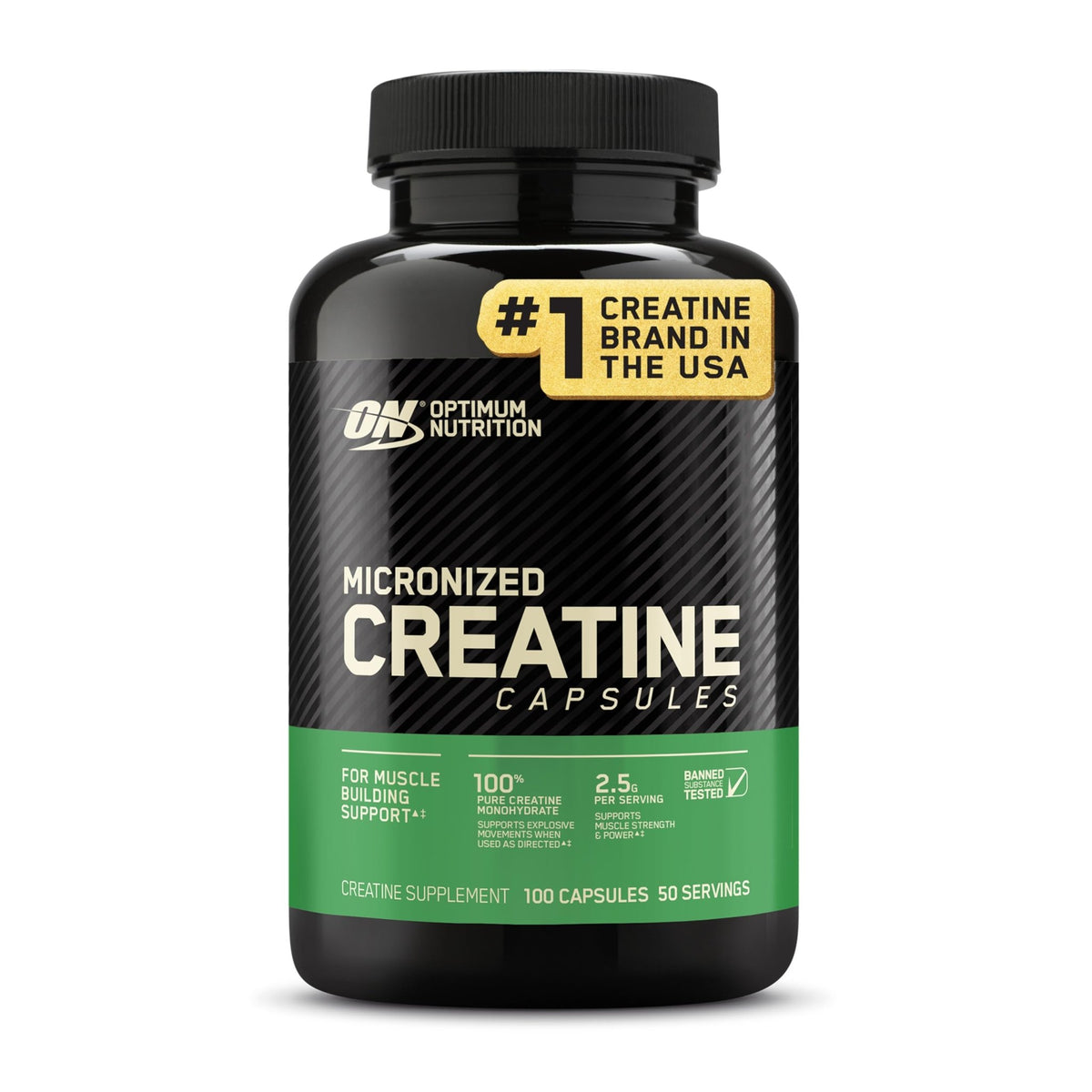 Optimum Nutrition Micronized Creatine Monohydrate Capsules, Keto Friendly, 2500mg, 100 Capsules - FENGGESTORE20