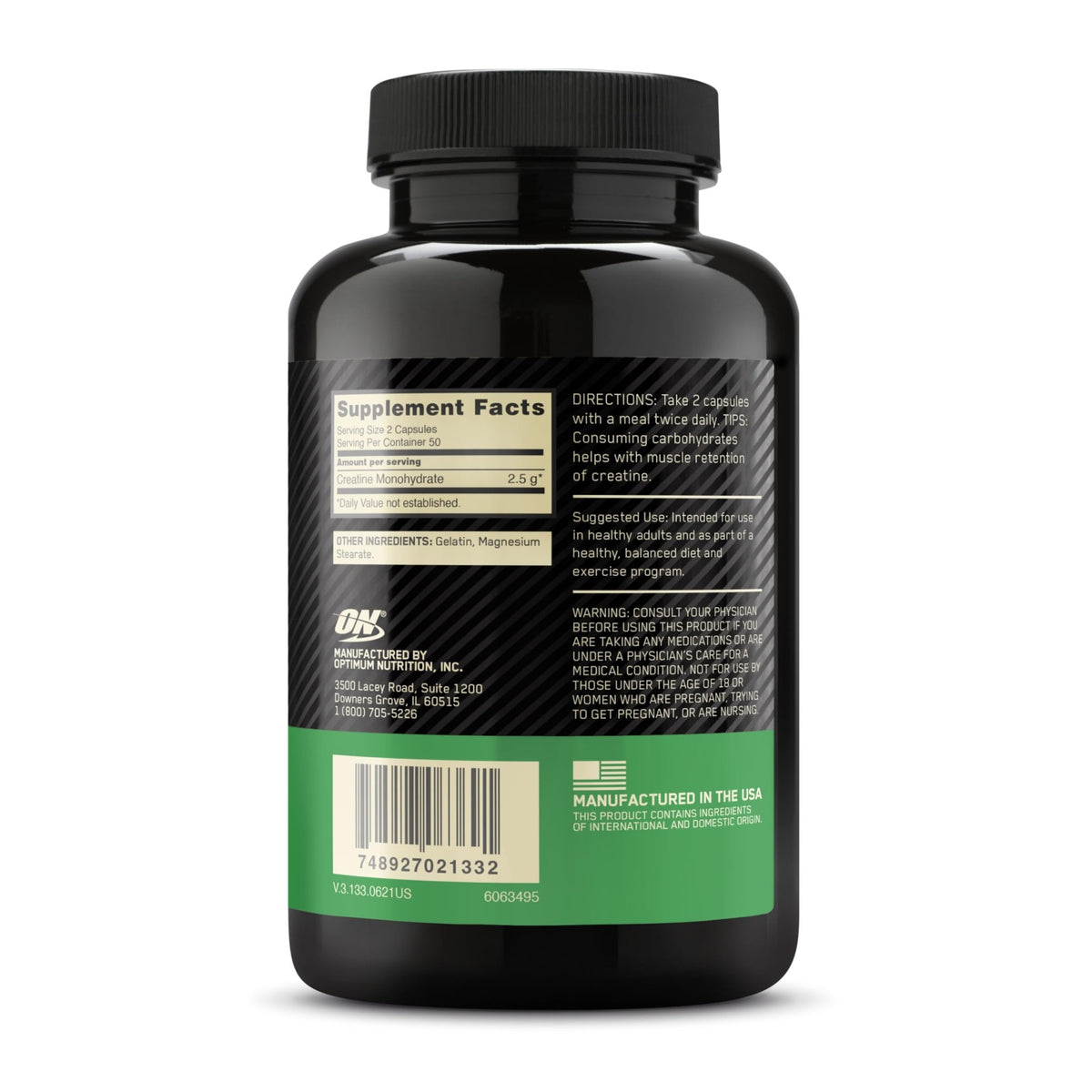 Optimum Nutrition Micronized Creatine Monohydrate Capsules, Keto Friendly, 2500mg, 100 Capsules - FENGGESTORE20