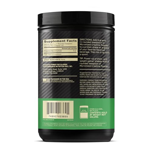 Optimum Nutrition Micronized Creatine Monohydrate Powder, Unflavored, 120 Servings, 600 Grams (Packaging May Vary) - FENGGESTORE20