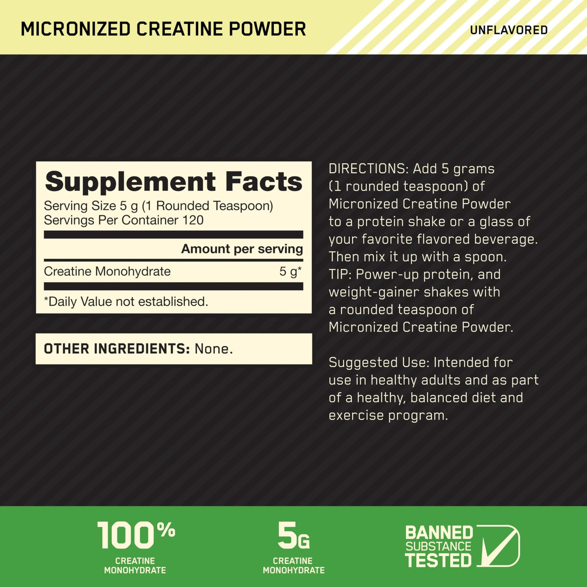 Optimum Nutrition Micronized Creatine Monohydrate Powder, Unflavored, 120 Servings, 600 Grams (Packaging May Vary) - FENGGESTORE20