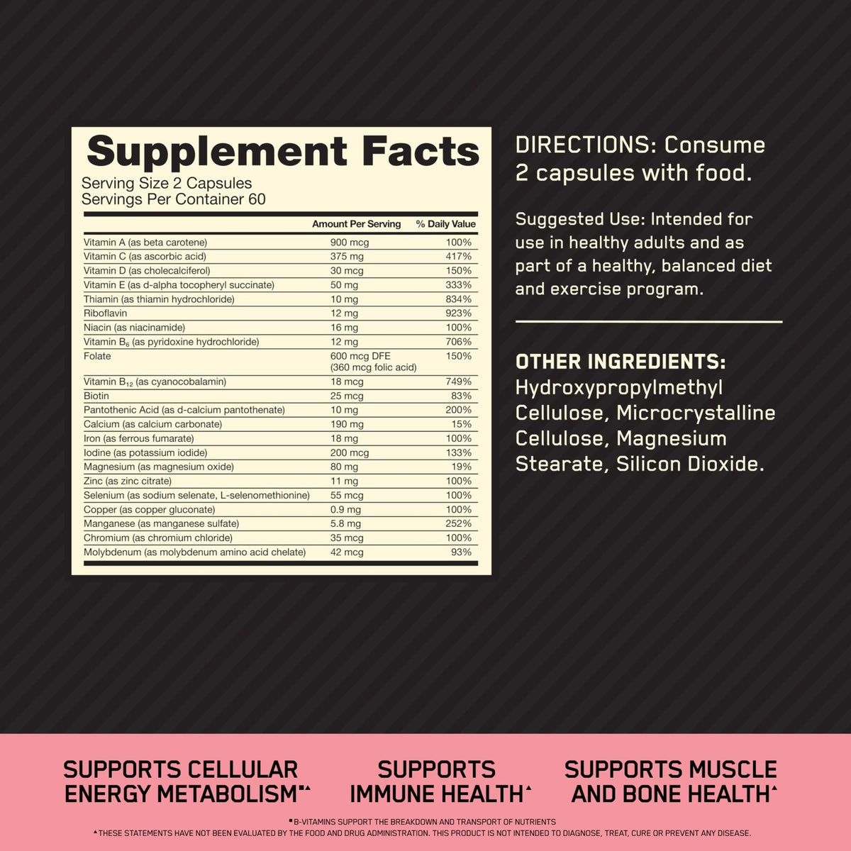 Optimum Nutrition Opti-Women, Vitamin C, Zinc and Vitamin D for Immune Support Womens Daily Multivitamin Supplement with Iron, Capsules, 120 Count - FENGGESTORE20
