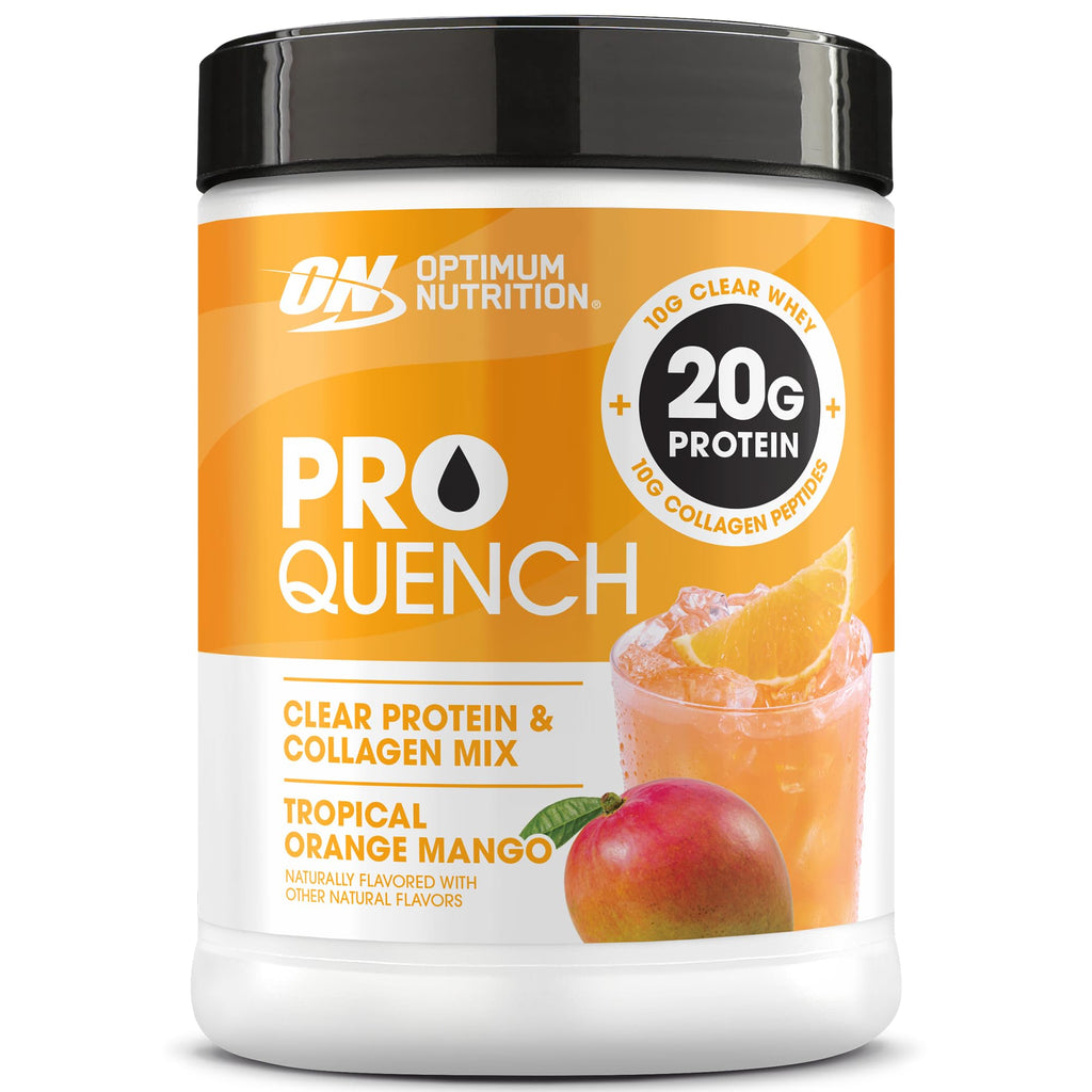 Optimum Nutrition Pro Quench, 10g Clear Protein, 10g Collagen peptides & Electrolyte Powder Drink Mix, Tropical Orange Mango, 20 Servings, - FENGGESTORE20