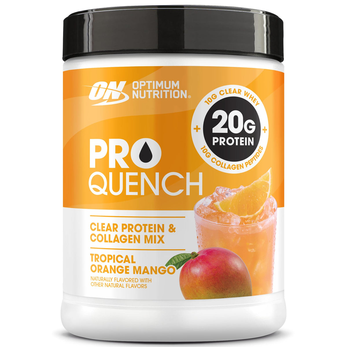 Optimum Nutrition Pro Quench, 10g Clear Protein, 10g Collagen peptides & Electrolyte Powder Drink Mix, Tropical Orange Mango, 20 Servings, - FENGGESTORE20