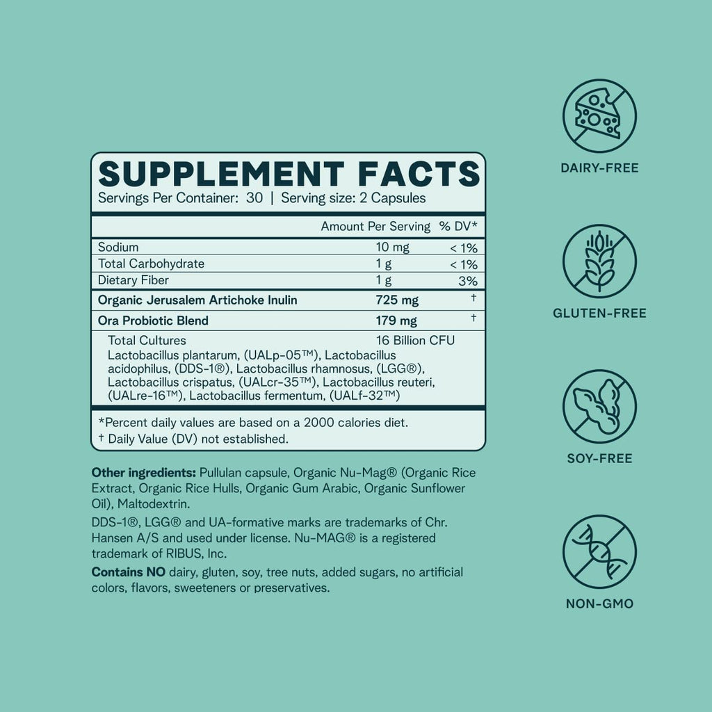 Ora Organic Probiotic for Women with L. crispatus, 6 Clinically Studied Lactobacillus Strains for Vaginal, pH & Urinary Tract Health, - FENGGESTORE20