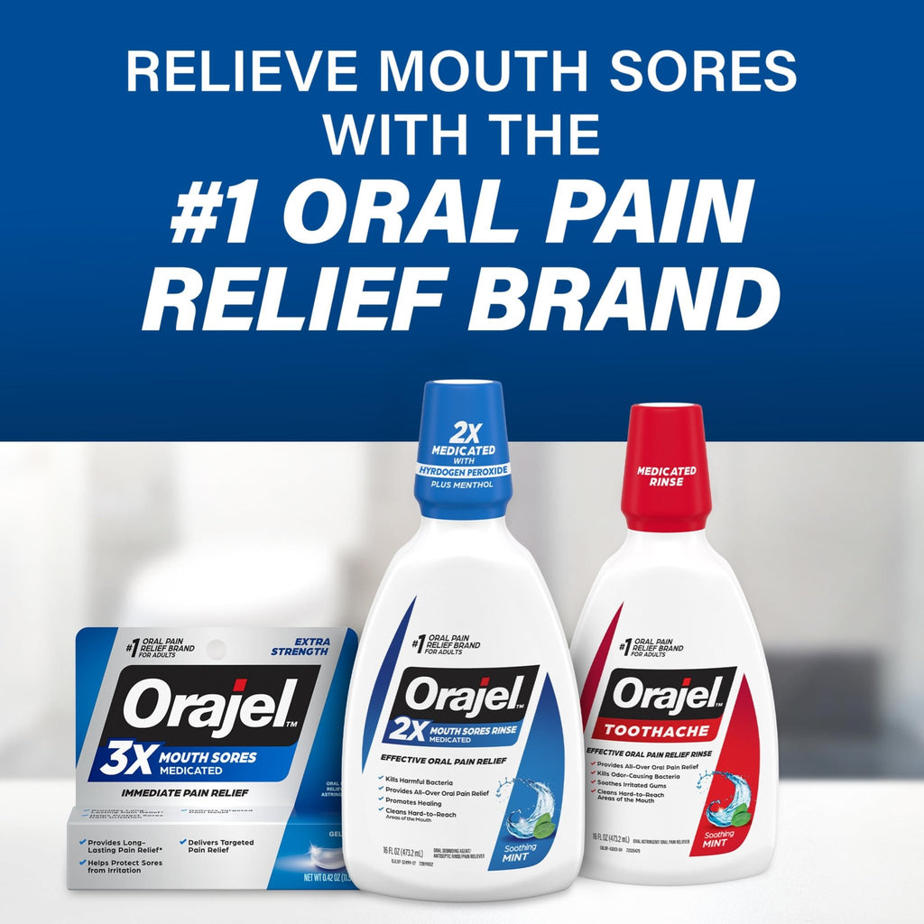 Orajel 3X for Mouth Sores: Maximum Strength Gel Tube 0.42oz- from #1 Oral Pain Relief Brand - FENGGESTORE20