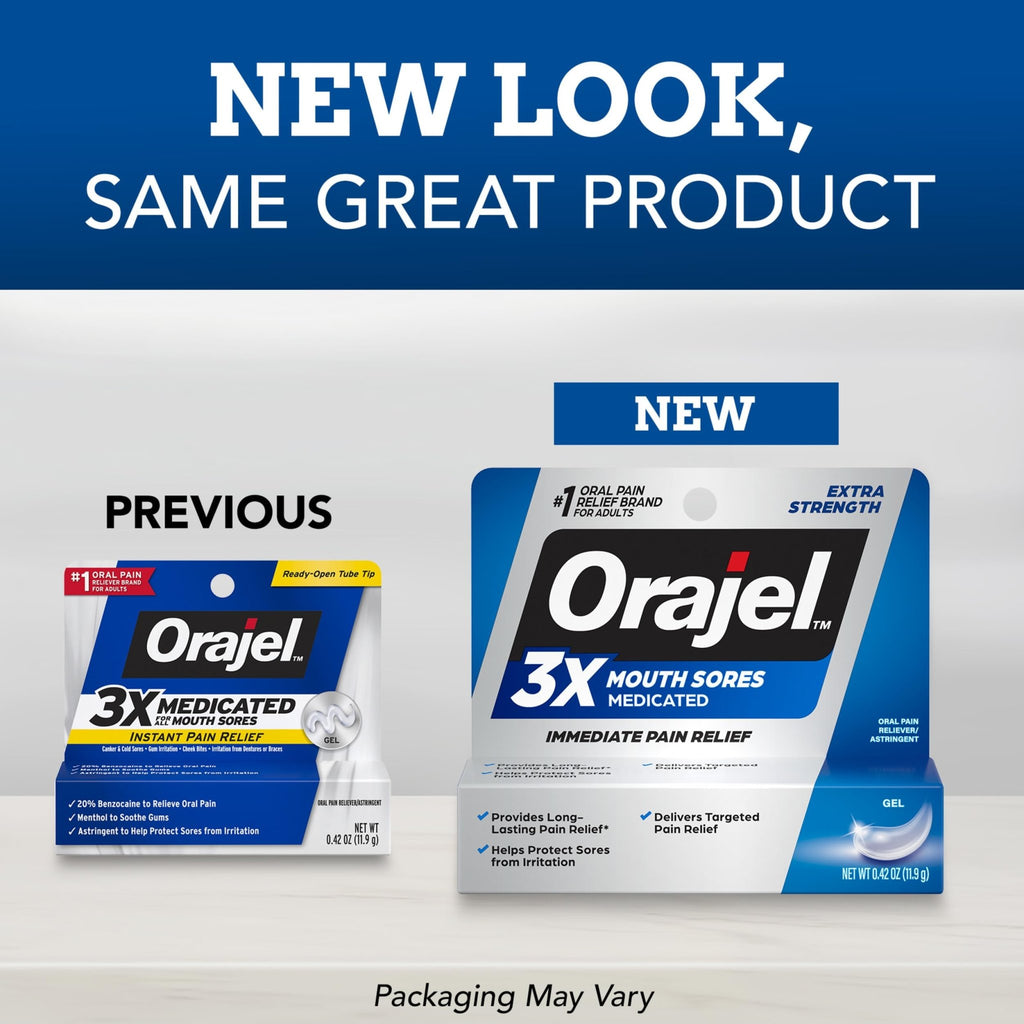 Orajel 3X for Mouth Sores: Maximum Strength Gel Tube 0.42oz- from #1 Oral Pain Relief Brand - FENGGESTORE20