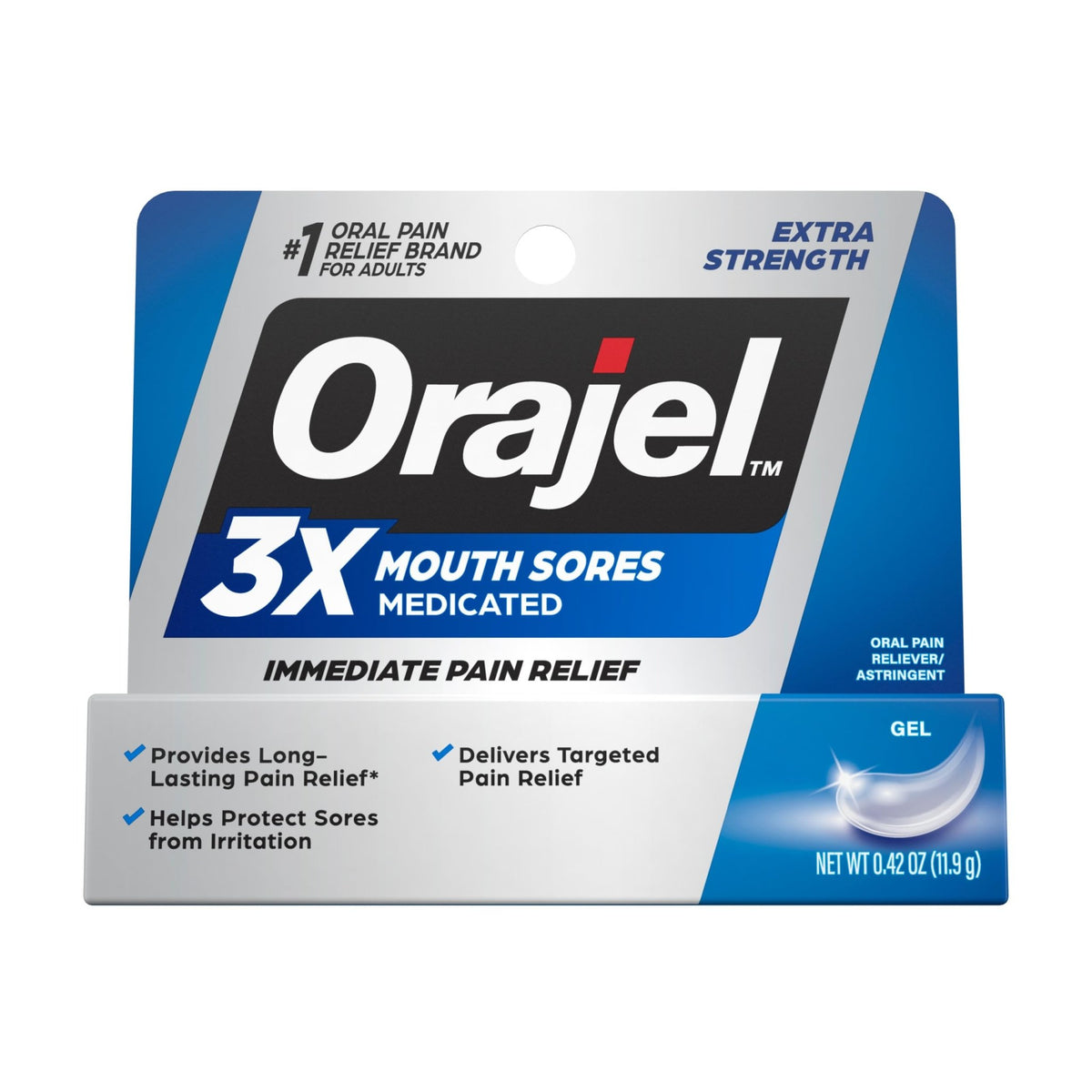 Orajel 3X for Mouth Sores: Maximum Strength Gel Tube 0.42oz- from #1 Oral Pain Relief Brand - FENGGESTORE20