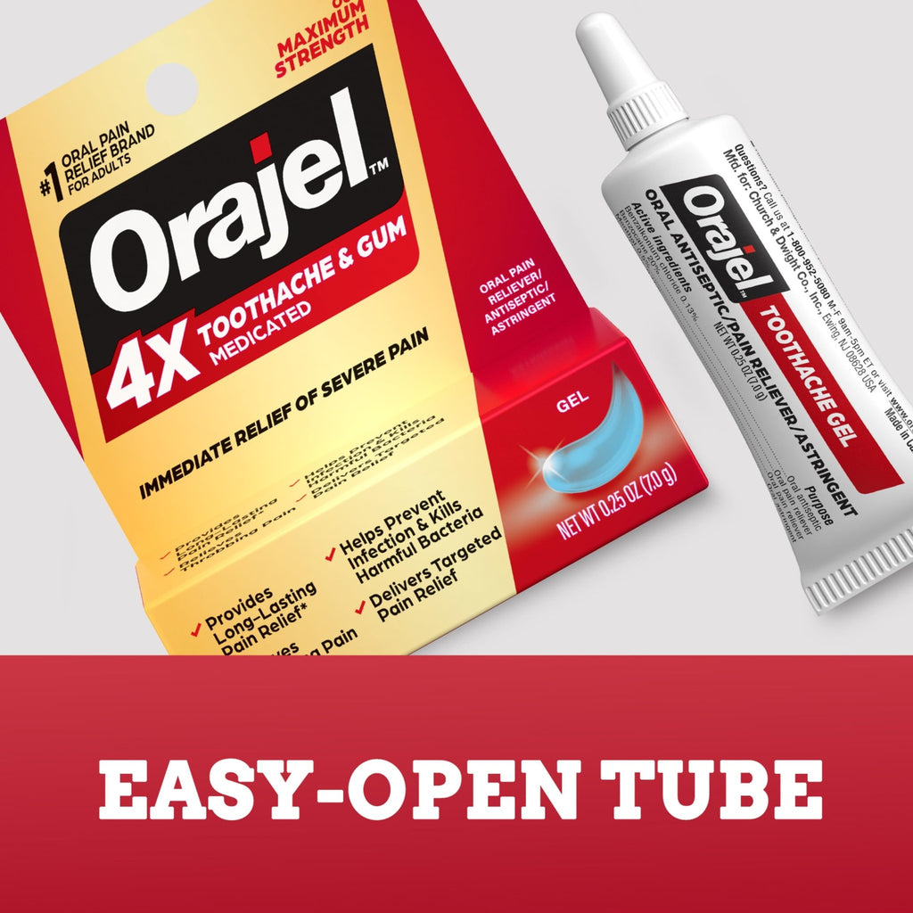 Orajel 4X for Toothache & Gum Pain: Severe Cream Tube 0.33oz- From Oral Pain Relief Brand - FENGGESTORE20