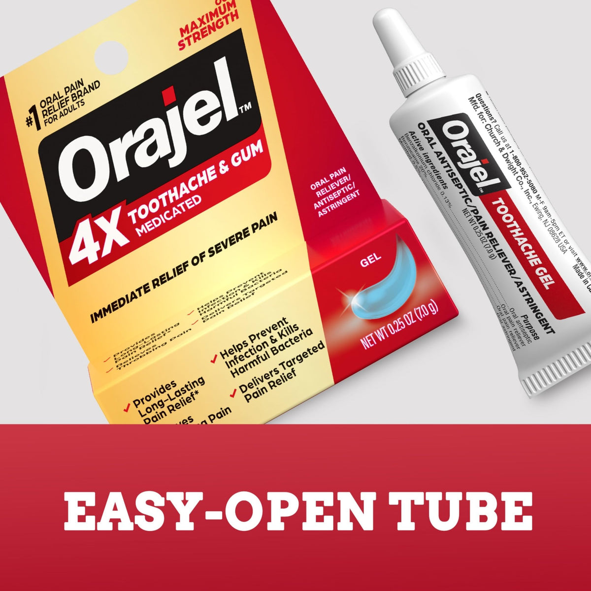 Orajel 4X for Toothache & Gum Pain: Severe Cream Tube 0.33oz- From Oral Pain Relief Brand - FENGGESTORE20