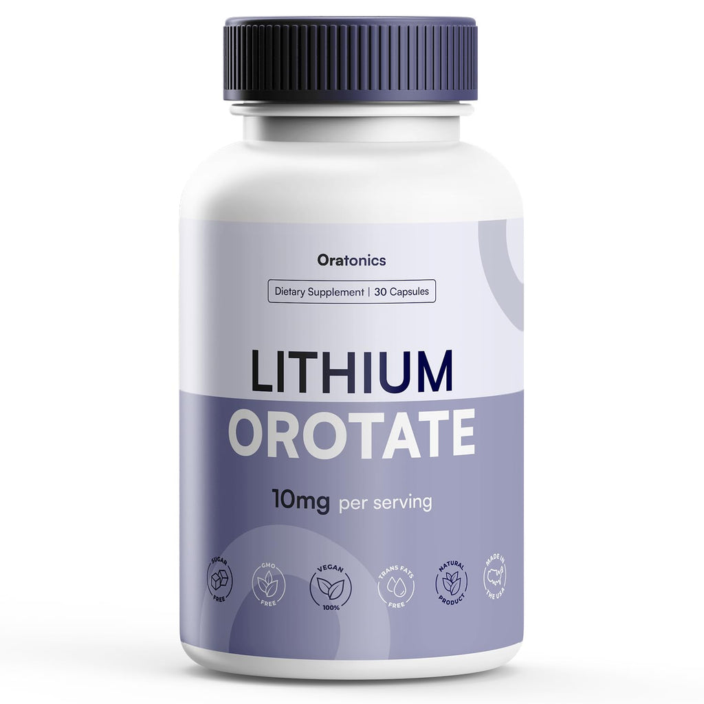Oratonics Lithium Orotate 10mg – Trace Mineral Lithium Supplement for Daily Balance & Cognitive Clarity – Low-Dose, Highly Absorbable Formula – Vegan - FENGGESTORE20