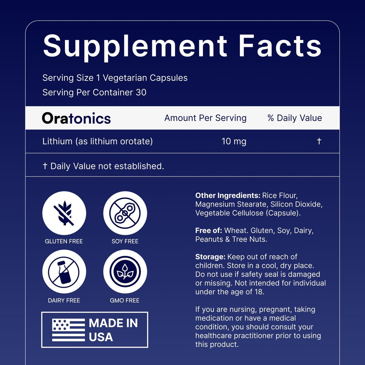 Oratonics Lithium Orotate 10mg – Trace Mineral Lithium Supplement for Daily Balance & Cognitive Clarity – Low-Dose, Highly Absorbable Formula – Vegan - FENGGESTORE20