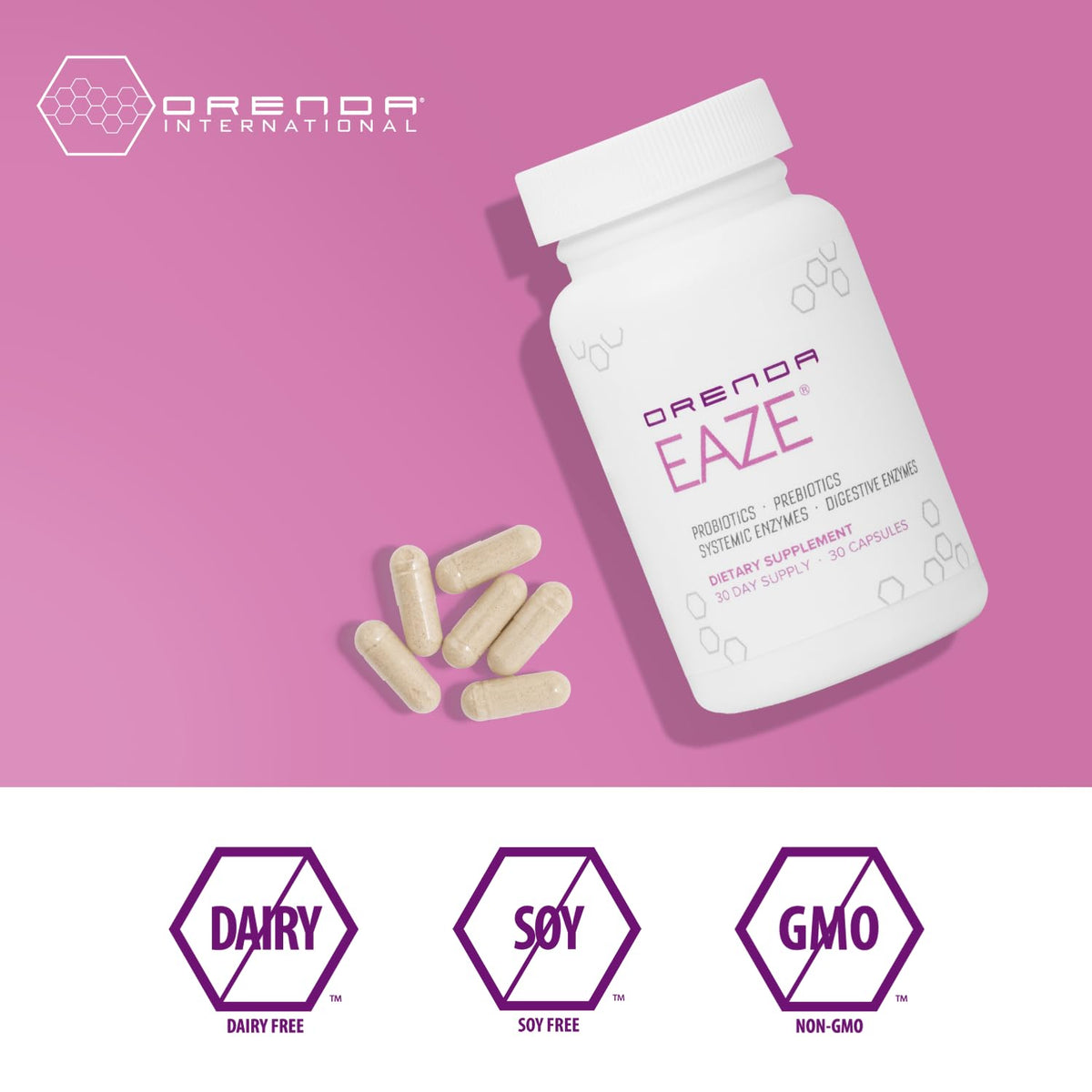 Orenda Eaze®: Gut Wellness Capsules | 6-in-1 Digestive Support with Probiotics, Endospores, Peptizyme-SP EN, Prebiotics, and Digestive Enzymes - FENGGESTORE20