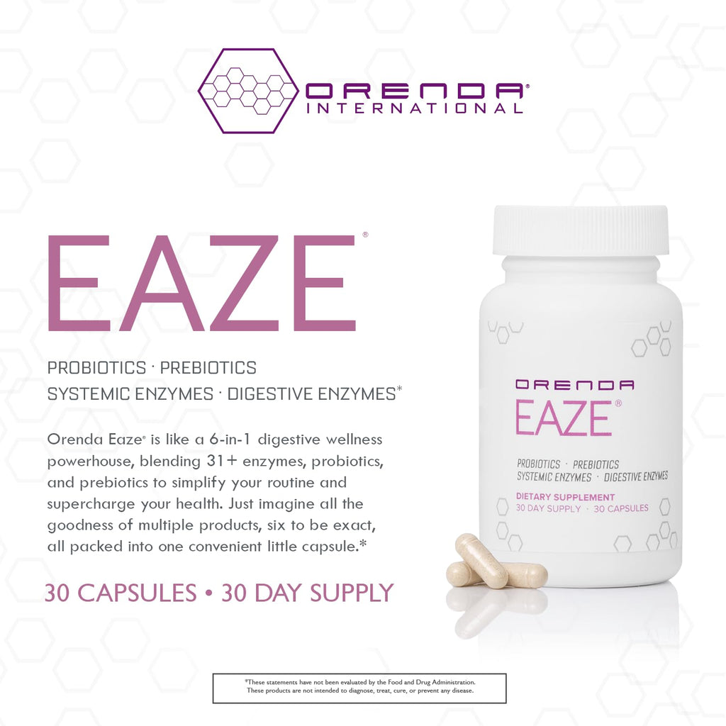 Orenda Eaze®: Gut Wellness Capsules | 6-in-1 Digestive Support with Probiotics, Endospores, Peptizyme-SP EN, Prebiotics, and Digestive Enzymes - FENGGESTORE20
