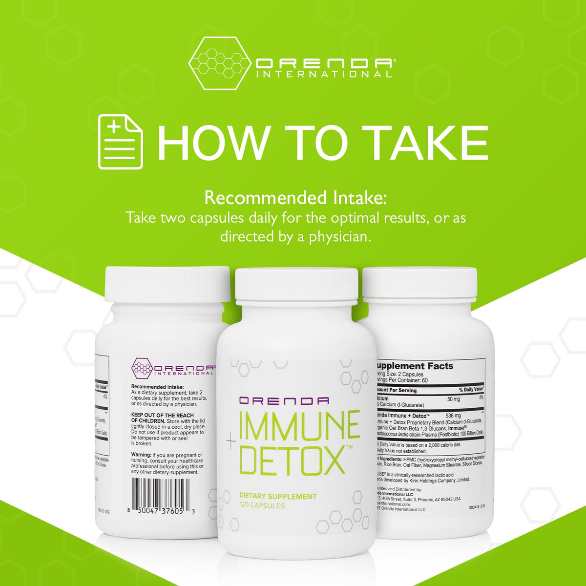 Orenda Immune + Detox - Specialized Formula with Calcium d-Glucarate, Beta 1,3 Glucans & IMMUSE® for Wellness and Balance - 120 Capsules - FENGGESTORE20
