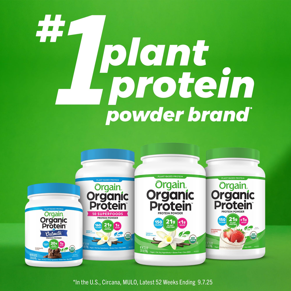 Orgain Organic 30g Vegan Plant Protein Powder, Vanilla, 9g EAAs + BCAAs, High Plant Protein, 4g Prebiotic + Fiber, 1g Sugar, Pre-Workout, Muscle Support + Recovery - 2.01lb (Packaging May Vary) - FENGGESTORE20