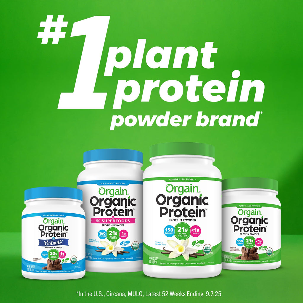 Orgain Organic Vegan Protein Powder, Vanilla Bean - 21g Plant Based Protein, 4g Prebiotic Fiber, No Lactose Ingredients, No Added Sugar, Non-GMO, For Shakes & Smoothies - FENGGESTORE20