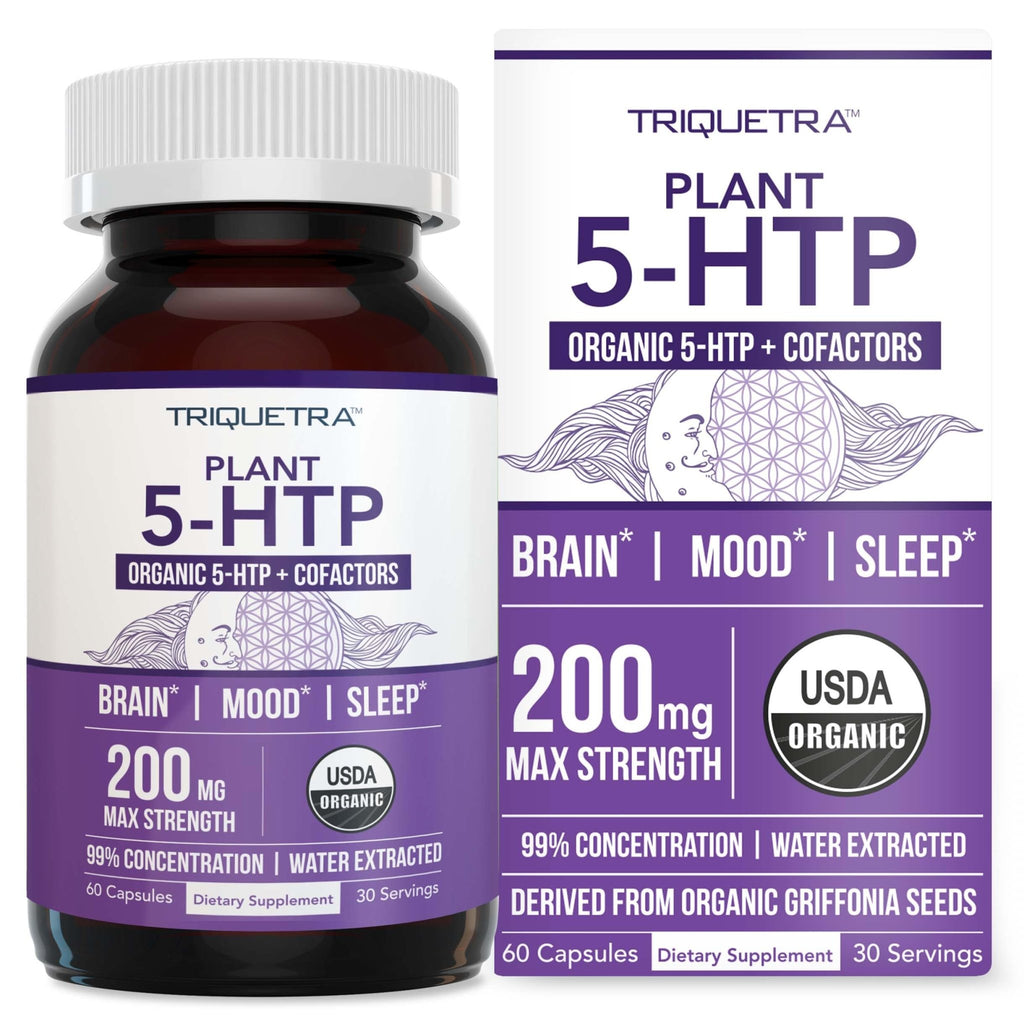 Organic 5-HTP - 200 mg | 99% 5HTP Concentration, Plus Cofactor Vitamin B6 & Lion’s Mane | Water Extracted from Organic Griffonia Seeds | Supports Mood - FENGGESTORE20